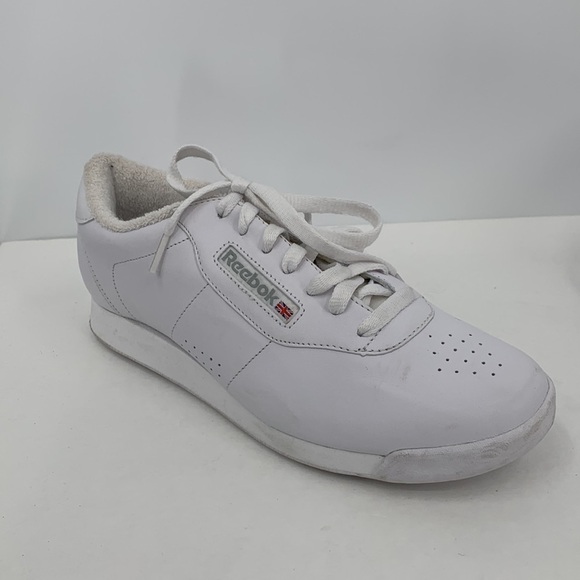 Reebok Princess white leather sneaker shoe tie flat women 9 - Picture 2 of 8